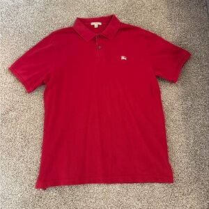 Burberry Brit Mens Pique Knit Polo Shirt Size M Nova Check Red